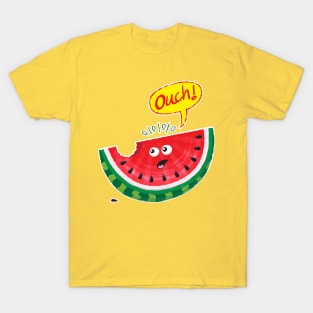 Funny piece of summer watermelon expressing pain after a bite T-Shirt